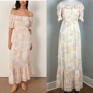 NWT ba&sh Nada Floral Printed Off The Shoulder Maxi Dress Sz 2
